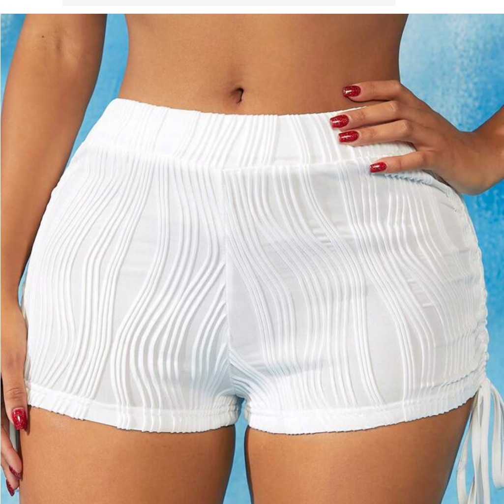 Solid Drawstring Side Shorts